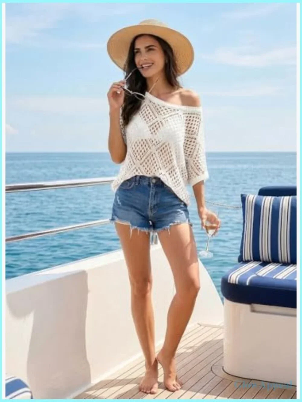 Crochet Hollow Out Short Sleeve Off Shoulder Beach Swimsuit Cover Up Pullover